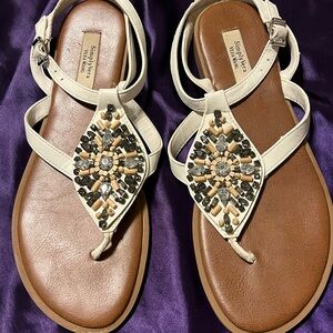 Simply Vera Vera Wang White Sandals with Bead & Jewel Embellishments